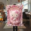 1 шт. Розовое фланелевое одеяло Hello Kitty с принтом, Высококачественное, Для всех сезонов, Декор для дома, Тепло и комфорт, Идеально для рождественских подарков