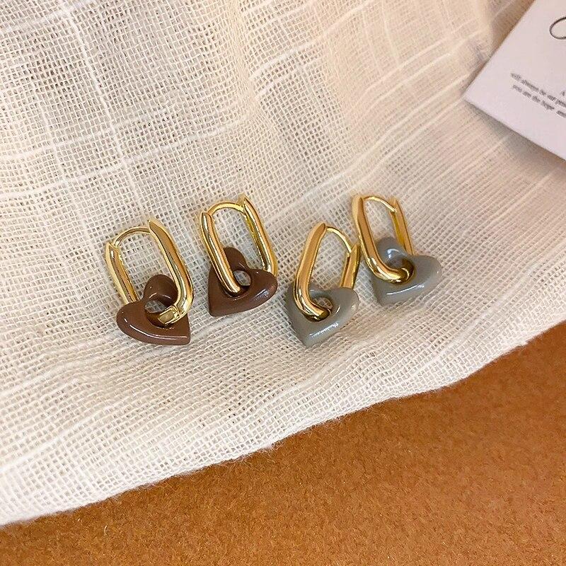 Милые красные серьги в форме сердца из стерлингового серебра 925 пробы для женщин и девочек, простые гладкие серьги-кольца в форме любви, модные геометрические серьги, круглые украшения для вечеринок