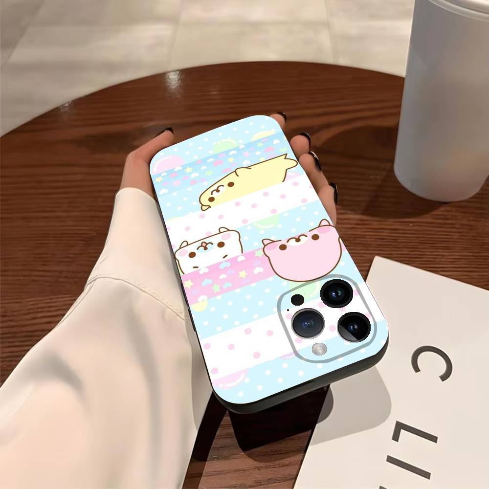 Милый Чехол для Телефона с Печатью M-Mamegoma для iPhone 17,16,15,14,13,12,11,Pro,X,Xs,MAX,Plus, Мягкий ТПУ, Приятный для Кожи Чехол