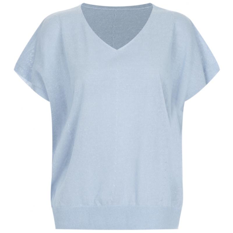 Shop Women S V Neck Linen Cap SleeVe KniT T ShirT iVory Frb Wkn 20698