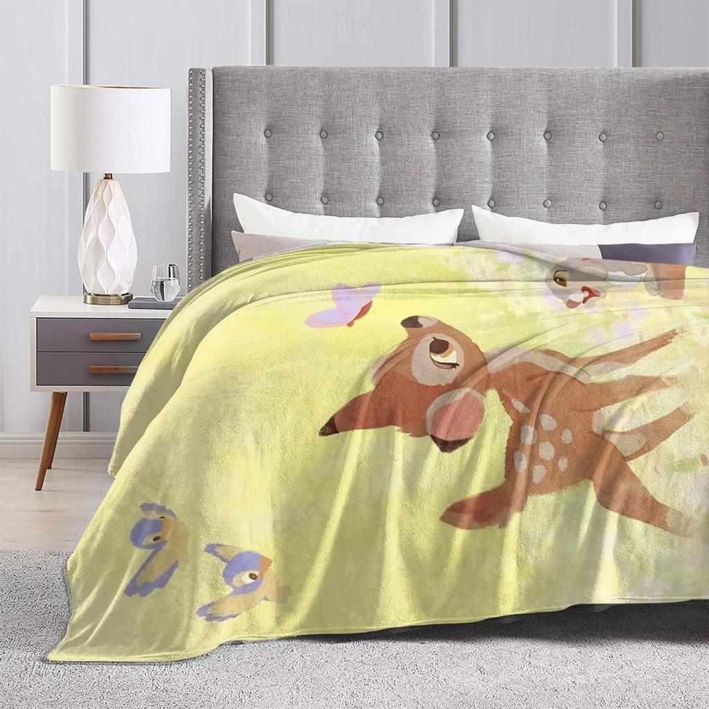 Bambi Cute Deer Blankets Velvet All Season Portable Lightweight Thin Throw Blankets for Bed Travel Rug Piece