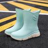 Новые дождевые туфли женские взрослые средней длины резиновые сапоги нескользящая водонепроницаемая обувь бархатный хлопок кухня короткие резиновые туфли мода