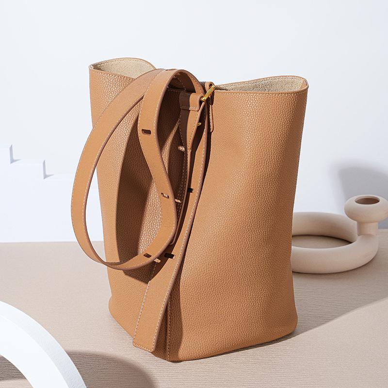 Women's Genuine Leather Bucket Bag - Stylish, Large Capacity, Versatile Handbag