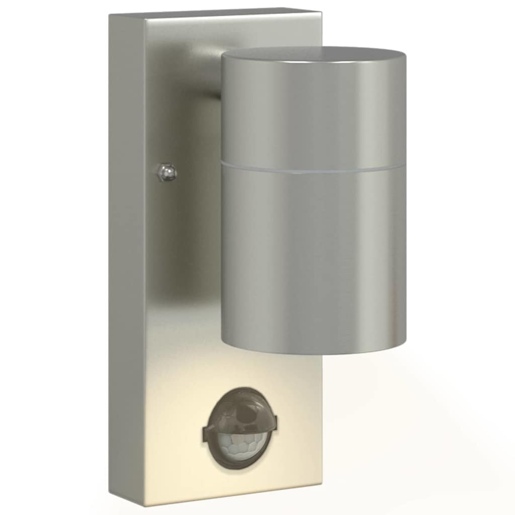 Outdoor Wall Lamp Silver 6.5 x 10.5 x 16 cm Stainless Steel and Glass