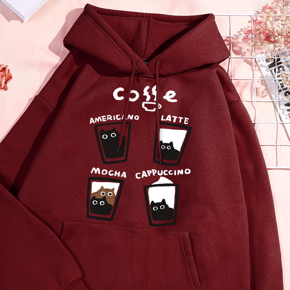 Веселая толстовка с изображением кота из кофейного кота для мужчин и женщин, повседневная толстовка с круглым вырезом, флисовые пуловеры, спортивная теплая толстовка большого размера для пары