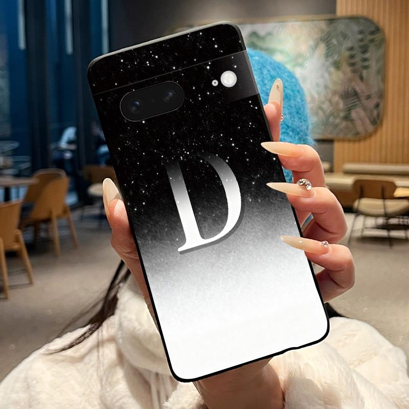 Чехол для телефона с цветочной буквой для Google Pixel 7 Мягкий силиконовый черный чехол для Google Pixel 7a Противоударный корпус