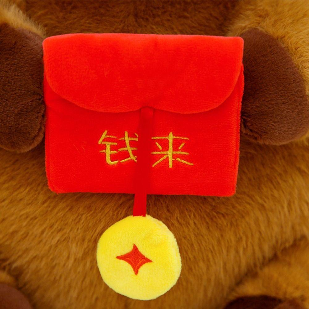 Мягкая игрушка капибара с имитацией, красный конверт, мягкая кукла капибара, плюшевая кукла капибара, рождественская игрушка