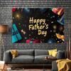 1 шт. Большой баннер-гобелен с надписью «С Днем отца» — стильный дизайн галстука, камеры и подарка для украшения празднования Дня отца в помещении или на открытом воздухе, темно-синий фон