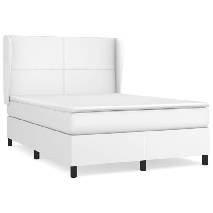 Maison Exclusive - Sommier à lattes de lit avec matelas Blanc 140x200cm Similicuir