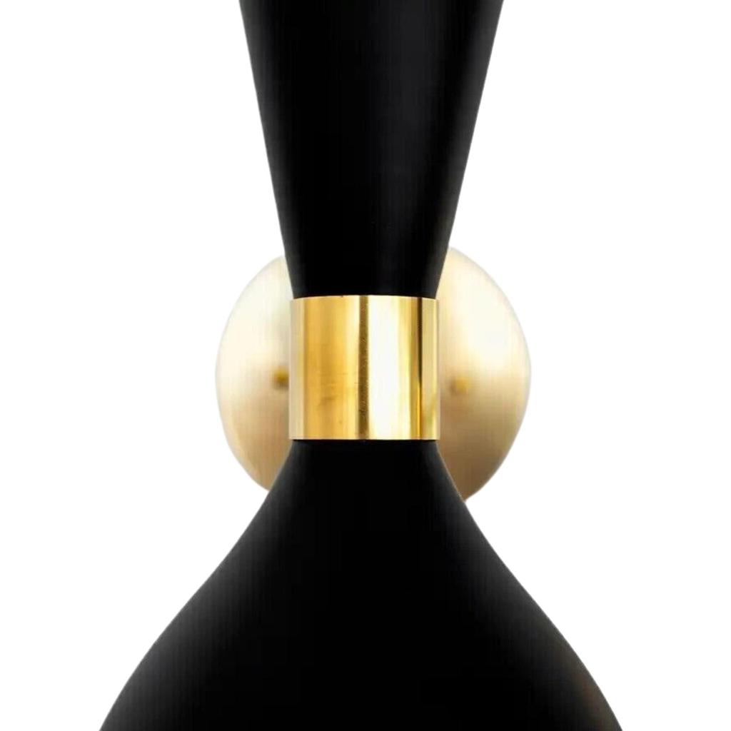 1950 Настенное бра Diabolo Пара современных черных бра в стиле Stilnovo Настенный светильник