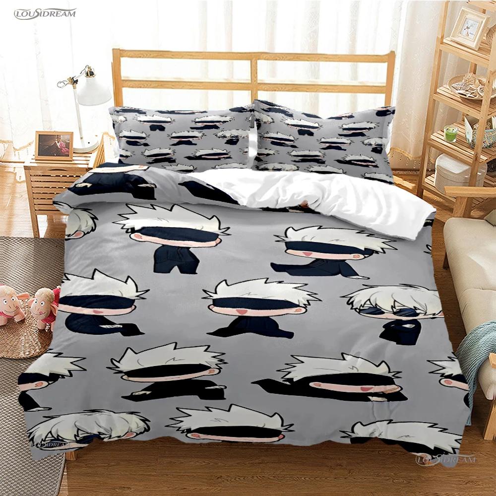 Мультяшное Аниме Jujutsu Kaisen Пододеяльник Одеяло Постельный набор Мягкий Чехол для одеяла и Наволочки для Подростков Односпальный/Двуспальный/Квинсайз/Кингсайз