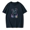 Men's Summer Comfortable and Breathable Short Sleeved Colorful Bear Print Trend Casual Hip-hop Fashion Street Style T-shirt