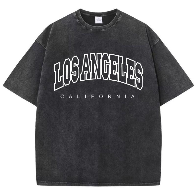 White Los Angeles Art Pattern Design Print Tshirt Male Versatile Sports T Shirt Aesthetic Daily T-Shirts Harajuku Loose Tops