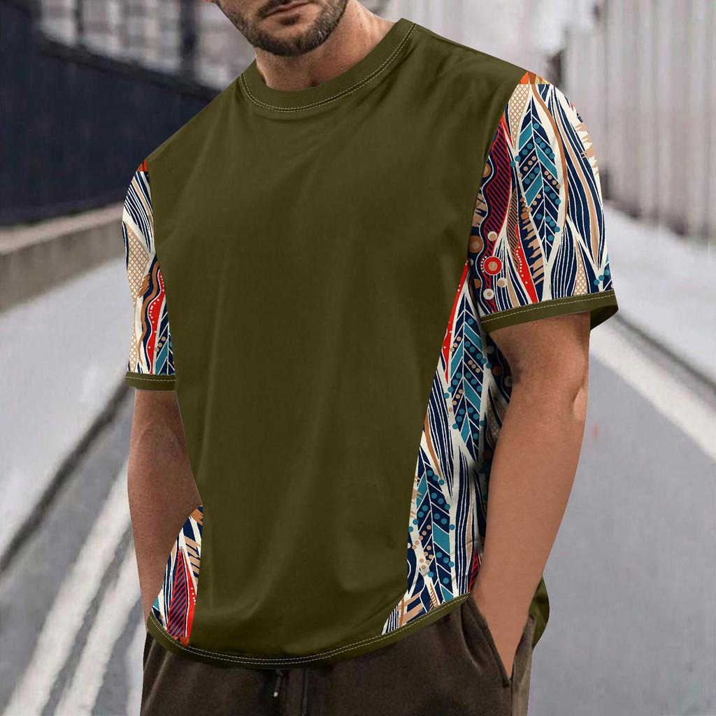 Летняя мужская популярная футболка с круглым вырезом и коротким рукавом с принтом