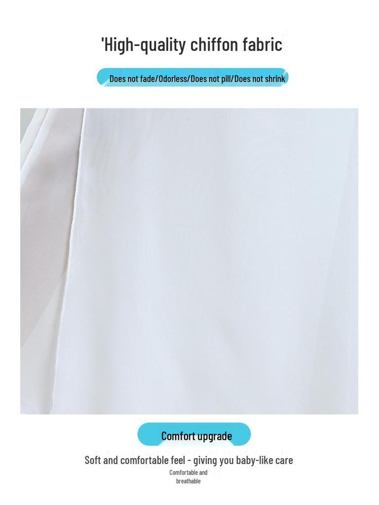 Женские двухслойные белые шифоновые танцевальные кюлоты - Широкие струящиеся брюки для практики классического китайского танца