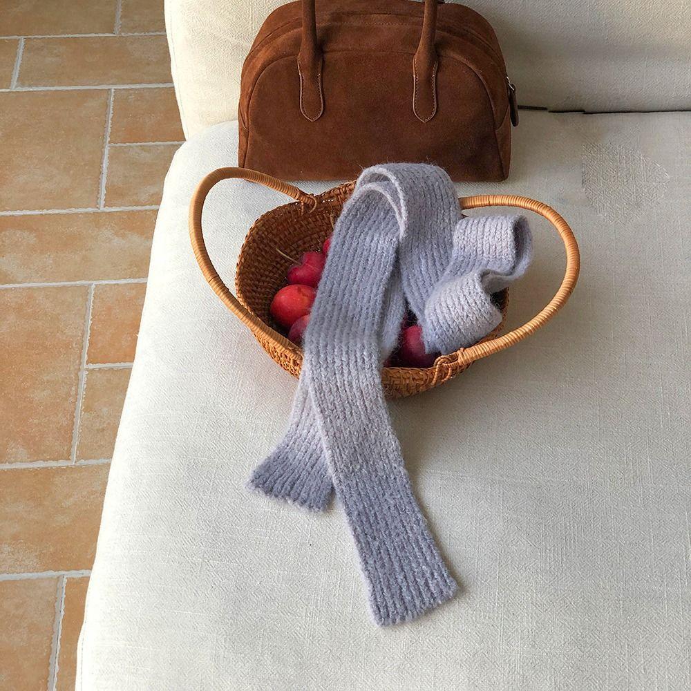 Универсальная однотонная шерстяная шаль Харадзюку Y2K вязаный шарф в корейском стиле сохраняет тепло длинные узкие шарфы для улицы