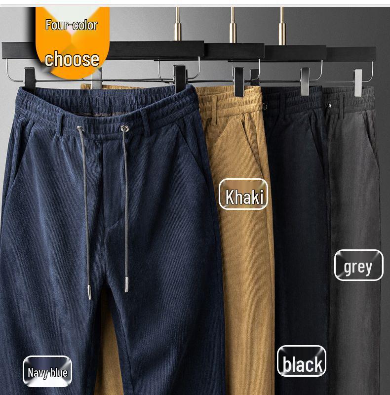 Мужские вельветовые брюки на флисовой подкладке Romon, утолщенная эластичная талия, теплый повседневный стиль для осени/зимы.