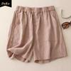 Cotton and Hemp Shorts Women's Elastic Waist All-in-one Sports Casual A-line Five-minute Wide Leg Hot Pants