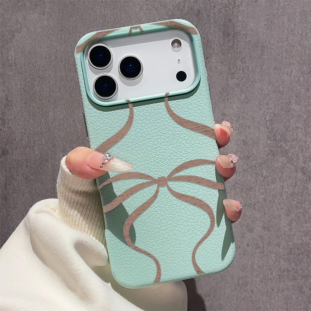 Коричневый Бант Модный Узор в Стиле Ins Чехол для Телефона Для IPhone 17 13 14 16 15 12 11 Pro Max 15 Plus 16e Ударопрочный Мягкий Чехол