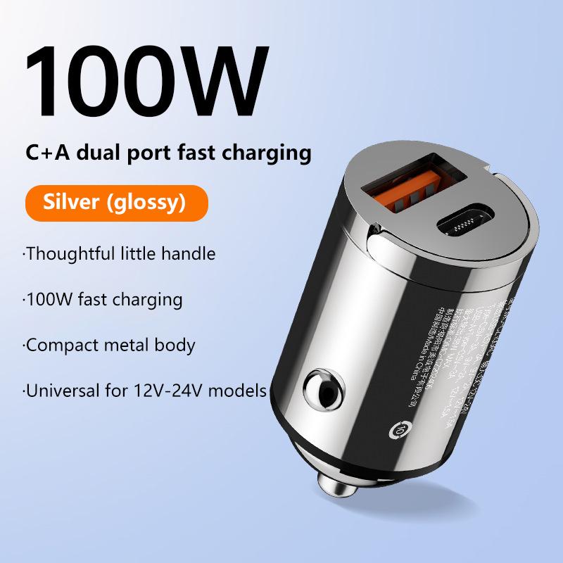 Автомобильное зарядное устройство 100 Вт, двухпортовый адаптер для супербыстрой зарядки, быстрая зарядка Pd Qc 3.0 для iPhone, Samsung, Xiaomi, Huawei, автомобильный адаптер