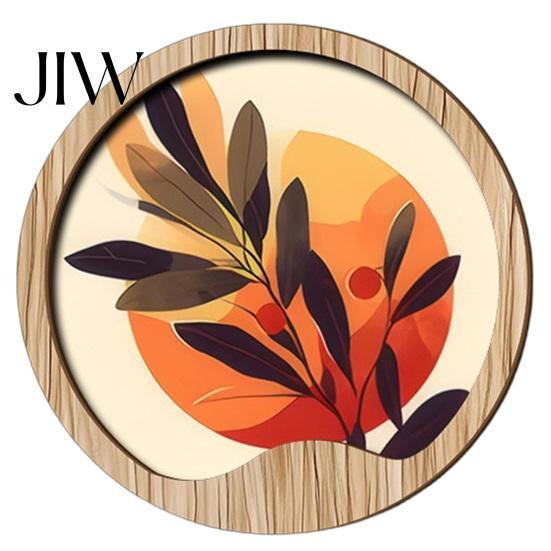 Artistic Wall Hanging Set Nordic Wooden Art Sign, Round Botanical Landscape Decor for Living Interior Decoration Rental Homes Room Bedroom,
