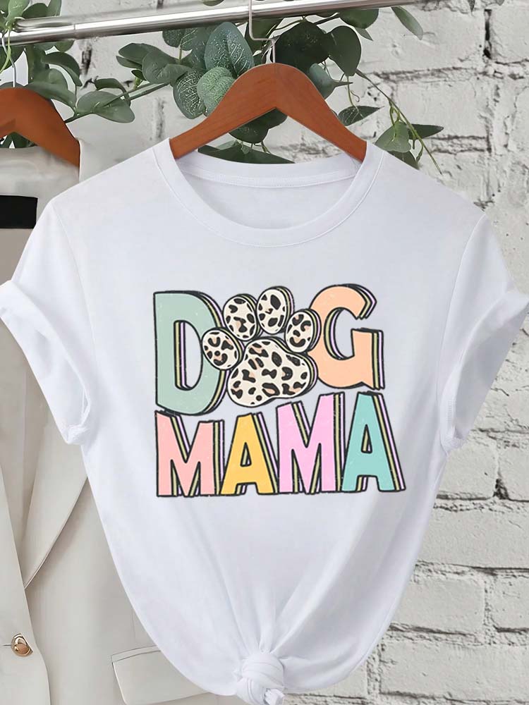 Трендовые женские футболки с принтом «Trend Dog Mama», модные футболки с мультяшным графическим принтом, одежда, женская футболка, короткий рукав, повседневные футболки
