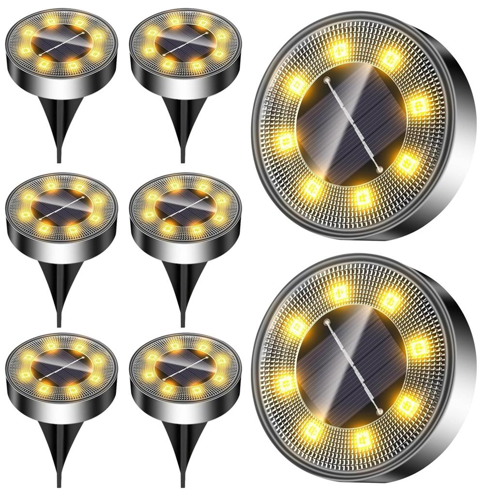 Солнечный светильник, Уличный, Водонепроницаемый IP68, Встраиваемый, Подводный светильник, Садовый светильник, Стильный, Работающий от солнечной энергии, Автоматическое включение, Датчик света, Солнечная панель