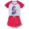 Kids Girls Anime Cartoon POP Singer Super Star Zoey Rumi Mira Print Short Sleeves T-Shirt Shorts Pants Casual Clothes Set