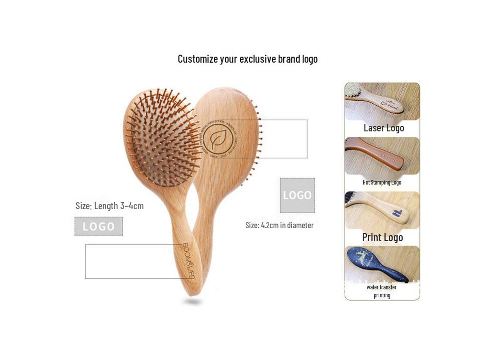 Beech Wood Wave Handle Pig Bristle Curling Comb with Cork Grip – Large Roller Styling Hairdressing Tool.