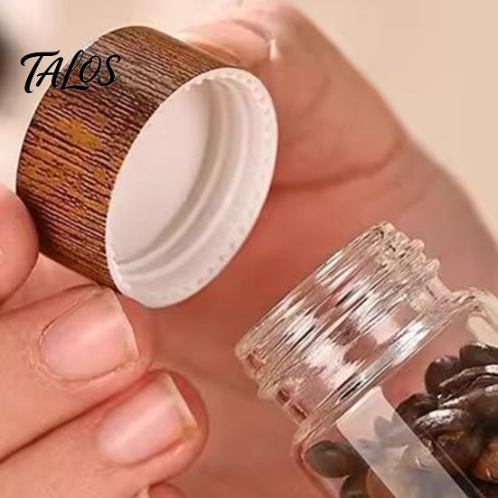 Мини-банка Talos Glass с деревянной крышкой, влагостойкий портативный маленький контейнер, для кофейных зерен, чая, сахара, специй, кухонный органайзер