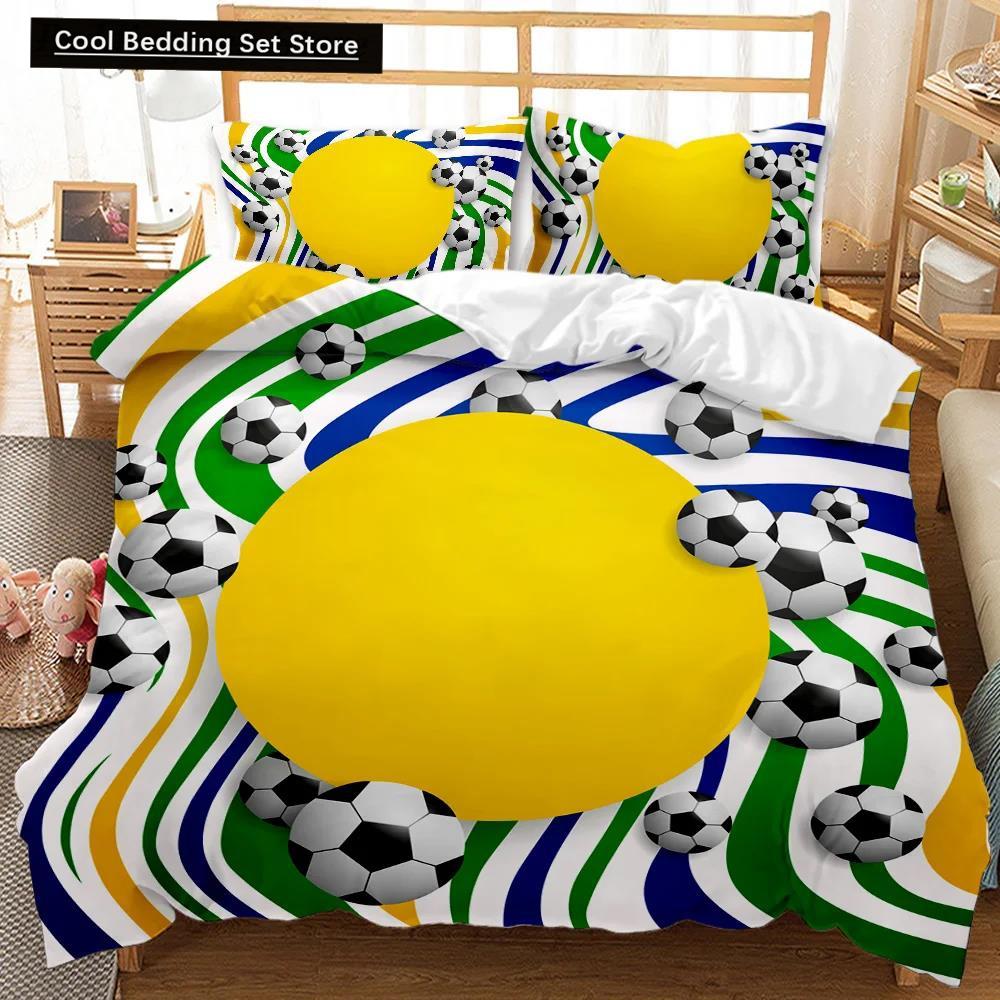 Футбольный пододеяльник Футбольный детский комплект постельного белья 3D одеяло покрывало для мальчиков подростков любителей спорта двойной Queen King полиэстеровый стеганый чехол