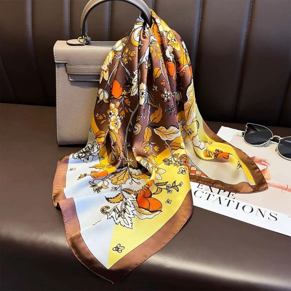 Модный бренд класса люкс 70 см шелковый квадратный шарф женский шейный платок женский бандана для волос платок шаль хиджаб эшарп