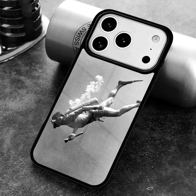 Scuba Diver Underwater Diving Phone Case For iPhone 17,16e,15,14,13,12,11,Mini,Pro,MAX soft Silicone Cover
