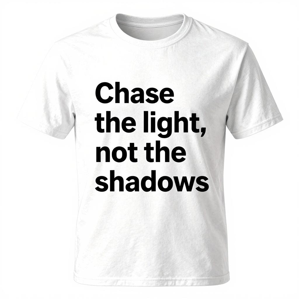 Unisex 100 Cotton T Shirt Chase The Light Not The Shadows Print Casual Streetwear Short Sleeve Tee