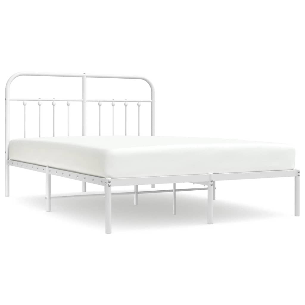 Vidaxl Металлическая Рама Кровати С Изголовьем, Белая, 135X190 См