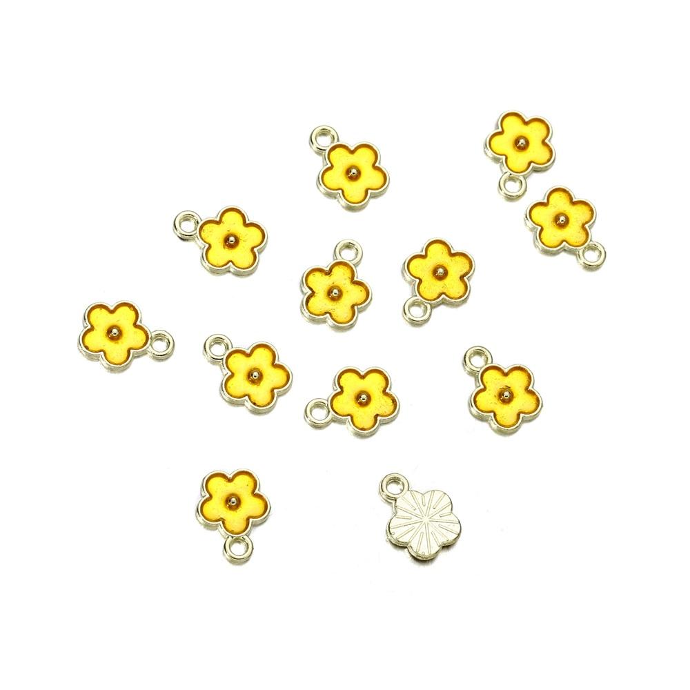 10Pcs/lot Mix Style Colorful Flower Pendants Enamel Metal Necklace Bracelet Charms For DIY Jewelry Making Supplies Accessories