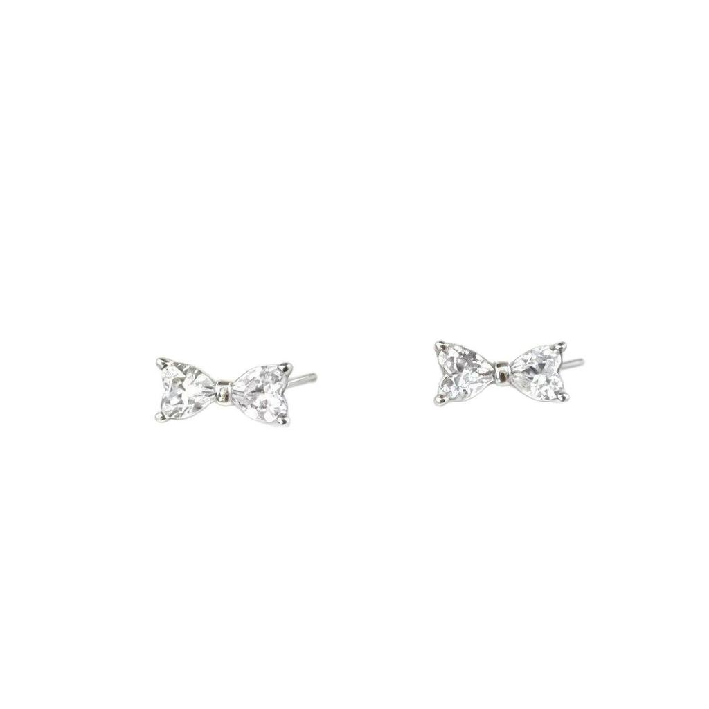S925 Sterling Silver 18K Gold-Plated Bow Stud Earrings - Elegant High-Quality Design for Women