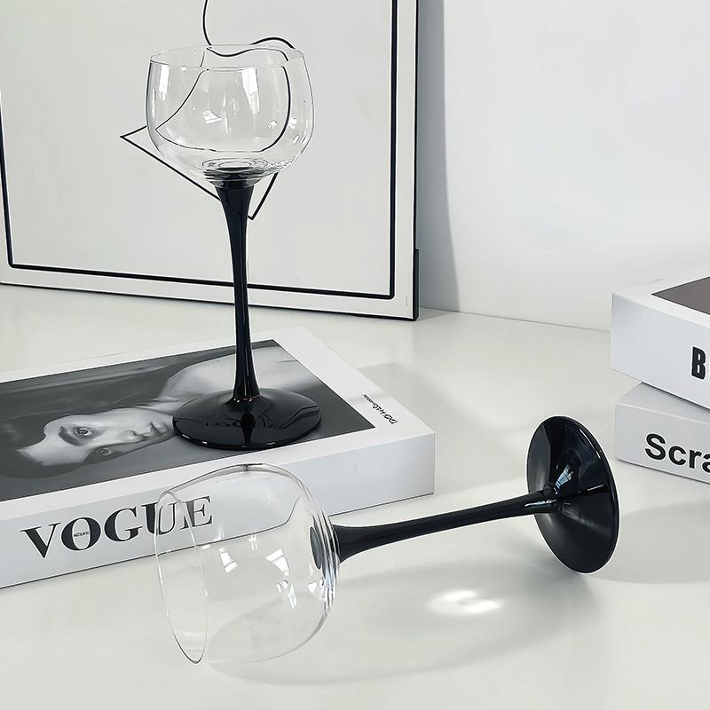 Бокал для коктейля игристого вина, прозрачный/черный, стеклянная посуда с длинной ручкой, винтажный стиль, стаканы для питья
