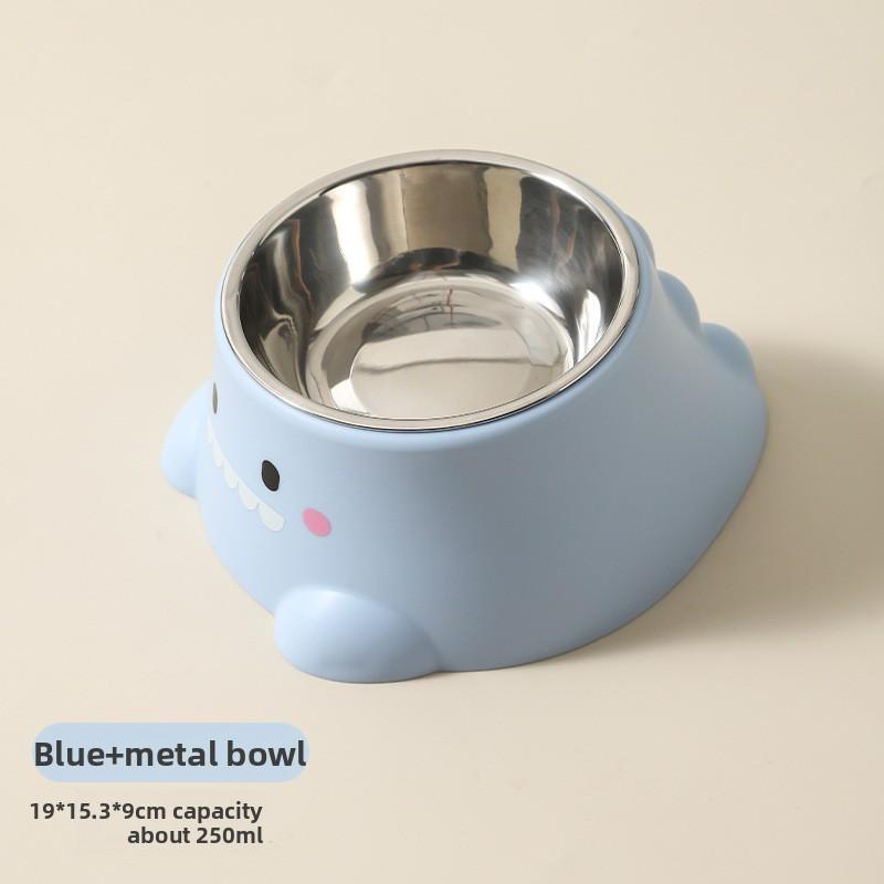 Новая миска для собаки, маленькая миска в форме динозавра для кормления, со скошенным краем и защитой шеи, это набор из нержавеющей стали для еды для домашних животных кошек