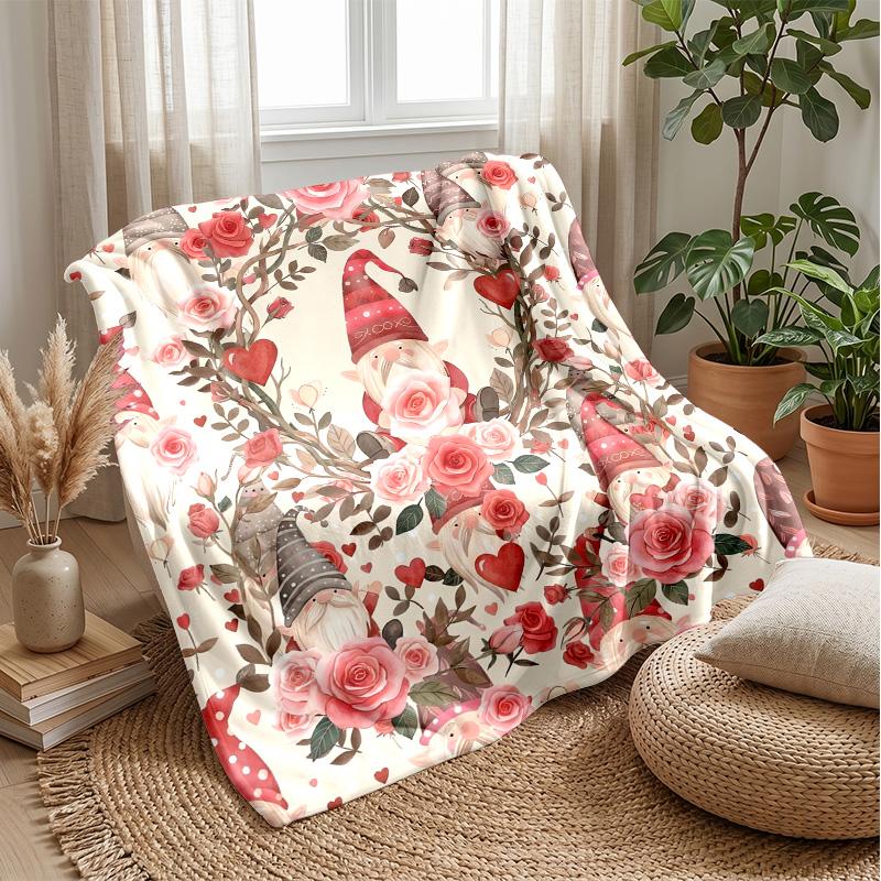 Rainbow Fantasy Gnomes Theme blanket Lightweight Warm Flannel Blanket Decorative Throw Blanket for Home Decoration