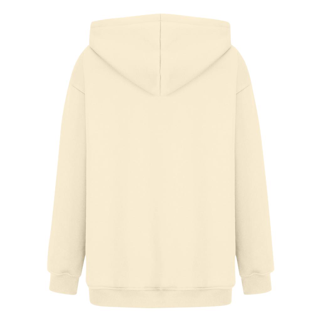 Women's Loose And Comfortable Round Neck Long Sleeved Hooded Sweatshirt With Printed Text