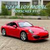 1:24 Porsche 911 Carrera S, игрушечный автомобиль из сплава, литой автомобиль, модель автомобиля, миниатюрная масштабная модель автомобиля для детей, гараж
