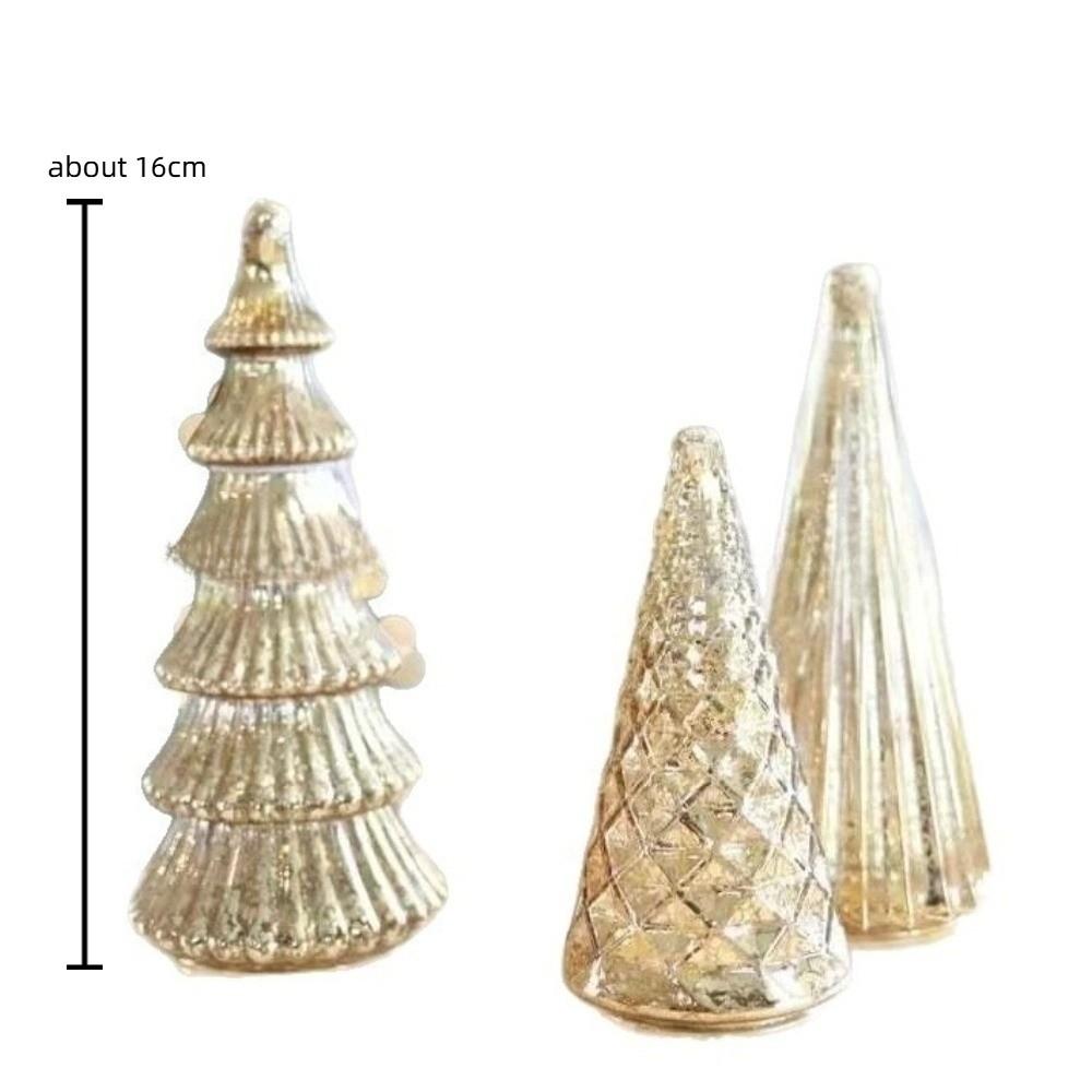 Набор из 5 креативных рождественских елок из ртутного стекла, серебряные рождественские украшения для рождественского декора