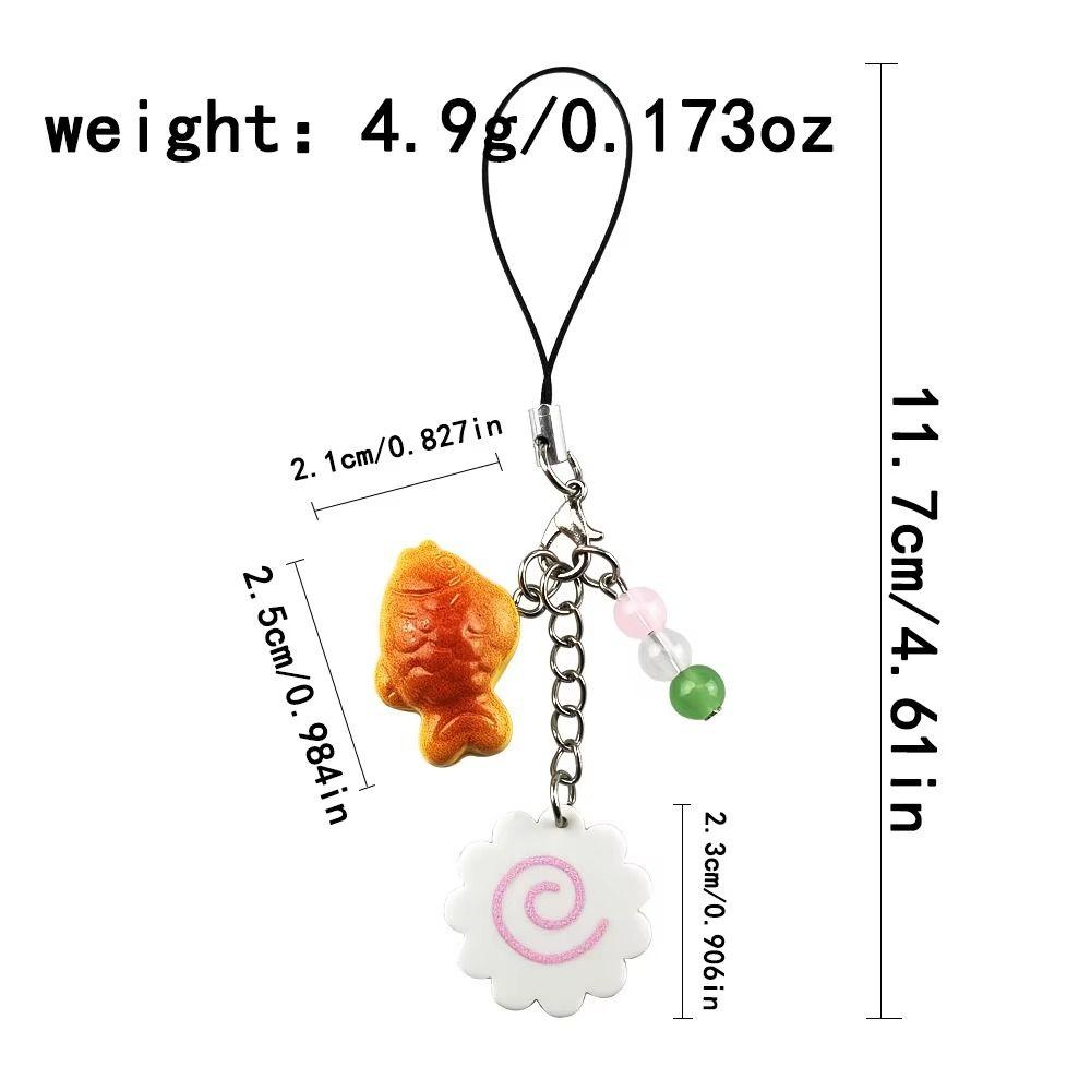 Japanese Fish Cake Keychain Pink Squid Roll Dango Phone Charm Food Taiyaki Pendant  Friends Gift
