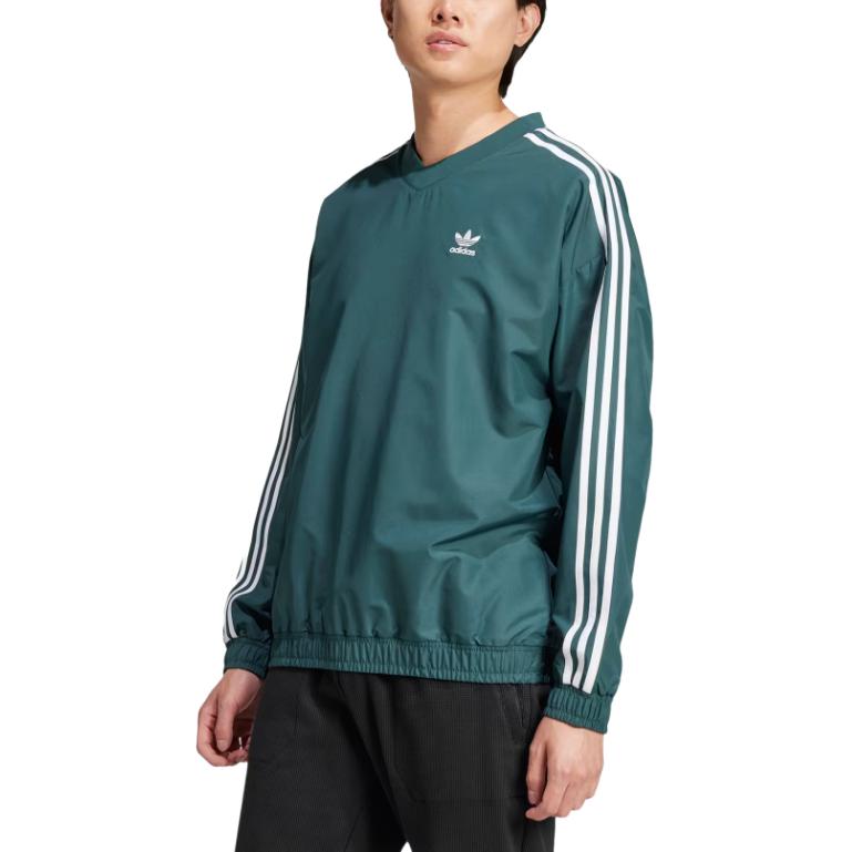 adidas Ветровка Originals Adicolor Series Crewneck, модная удобная ветровка с круглым вырезом, тканая мужская ветровка зеленого цвета IZ2462