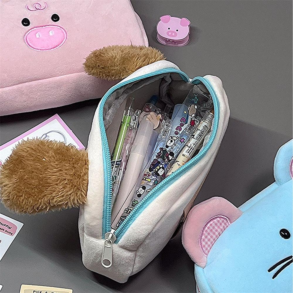 Cosmetic Bag Multicolor Plush Pen Bag Animal Stationery Pouch Animal Design Cartoon Pencil Bag For School Gift For Students