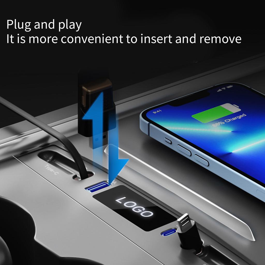 Glovebox USB Hub Compatible For Digital Display Splitter Docking Station Retractable USB Fast Charging Adapter