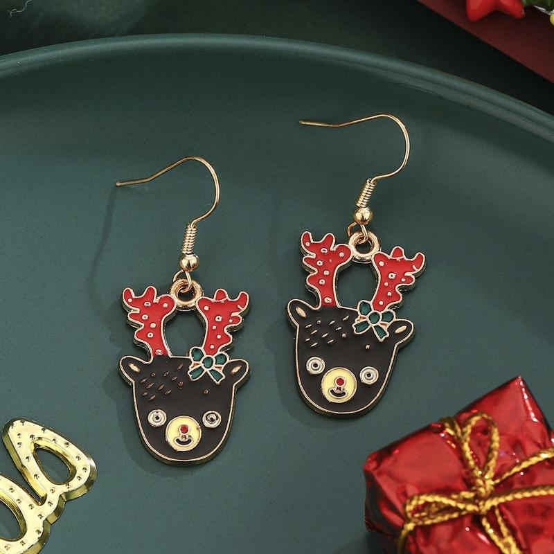 Cartoon Elk Earrings Ear Hooks New Christmas Alloy Christmas Stud Earrings Ornament