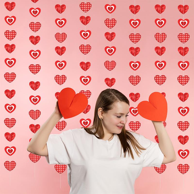 12 шт. модные красные сердца свадебный декор гирлянда для вечеринки подвесной баннер баннер в форме сердца