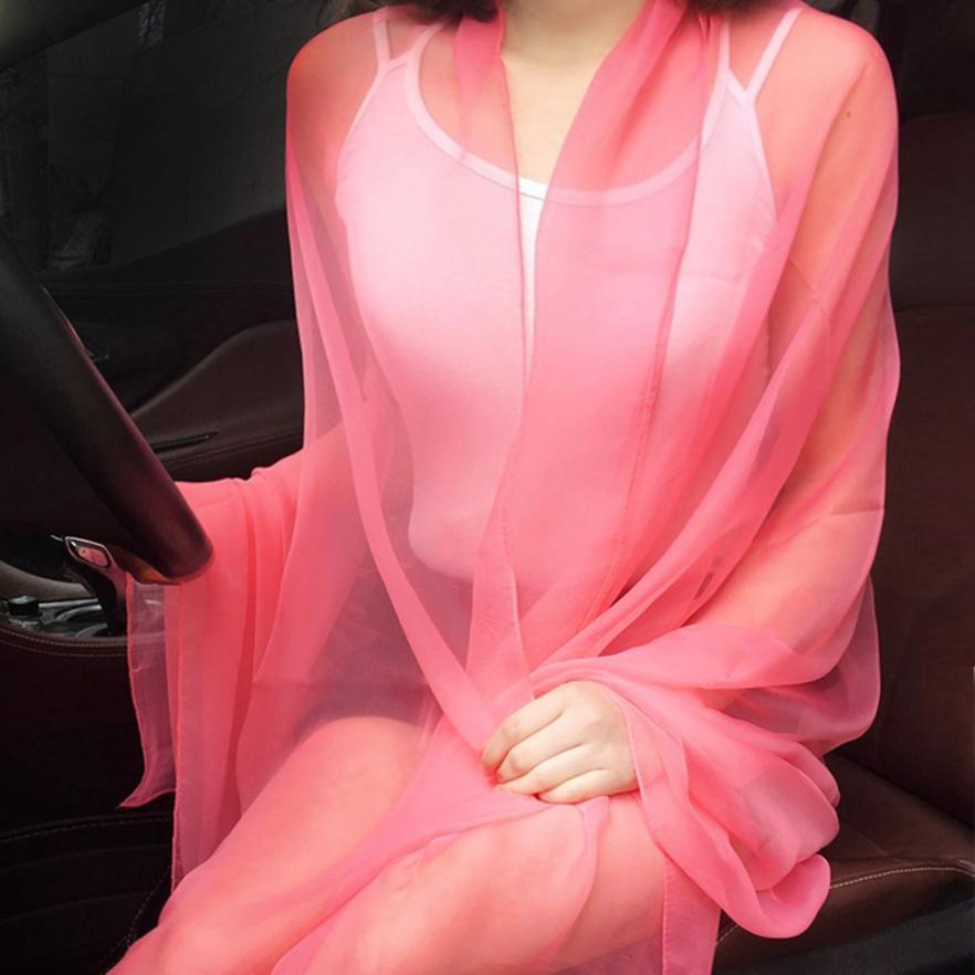 Spring and Summer Lightweight Chiffon Scarf Ultra Thin Solid Color Ice Silk Scarf Long Beach Sun Protection Cape Beach Towel